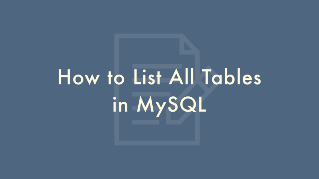 How To List All Tables In Mysql Plantpot